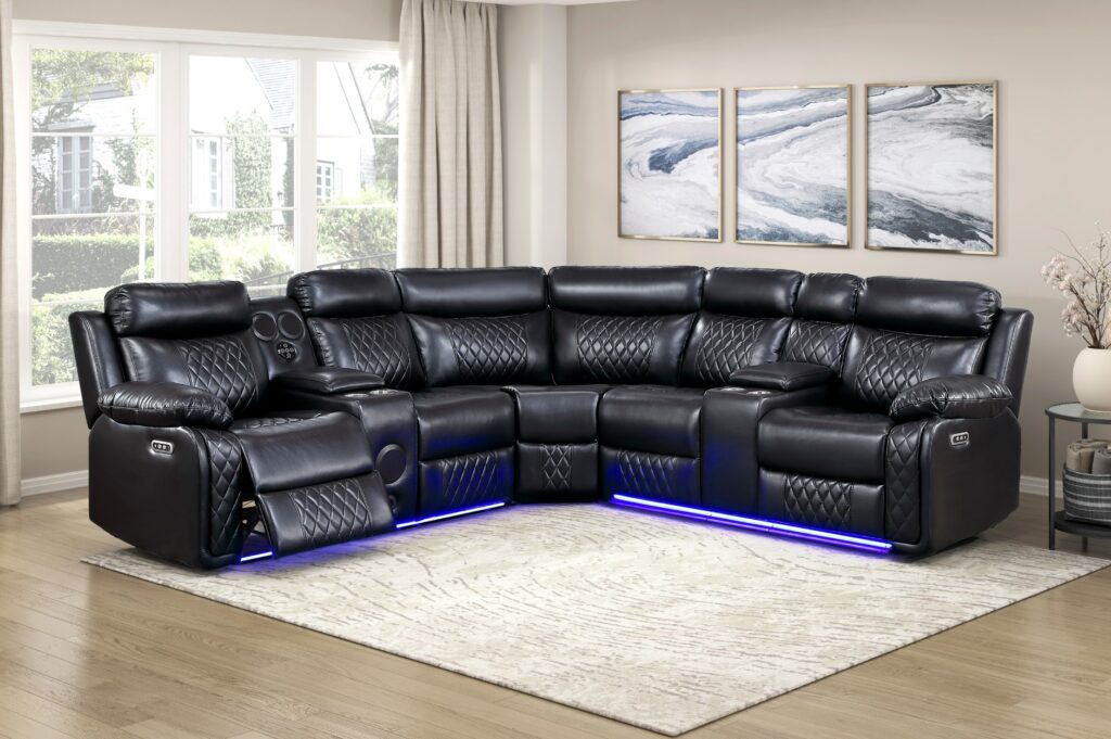 8315BLK Leather Sectional