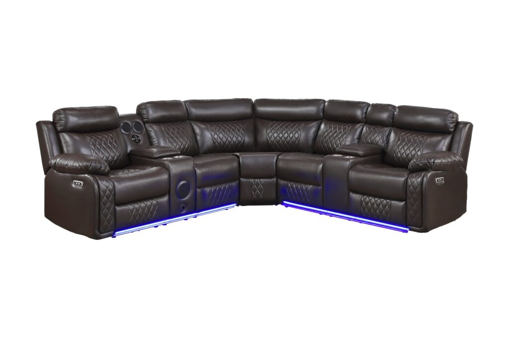 8315DBR Leather Sectional