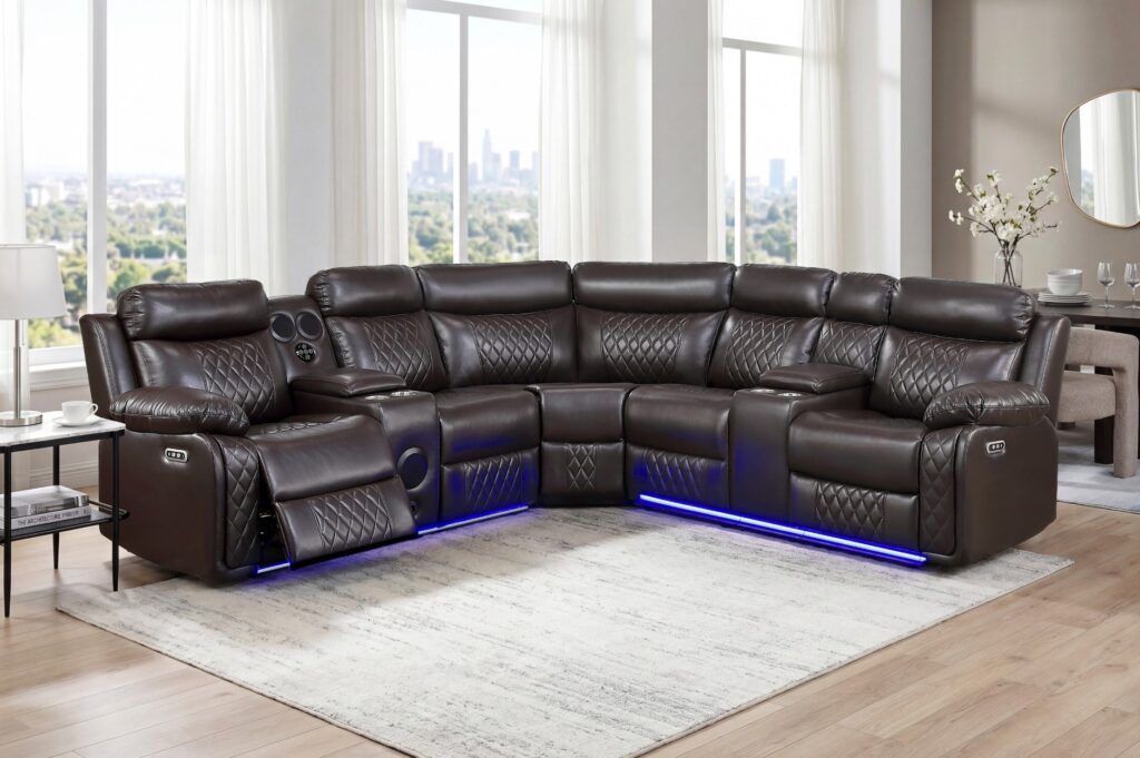 8315DBR Leather Sectional