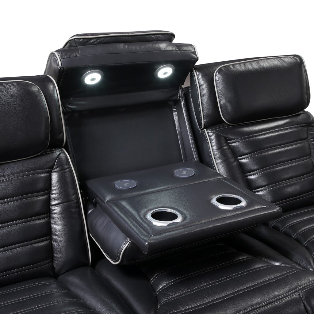 8344BLK Leather Sofa Set