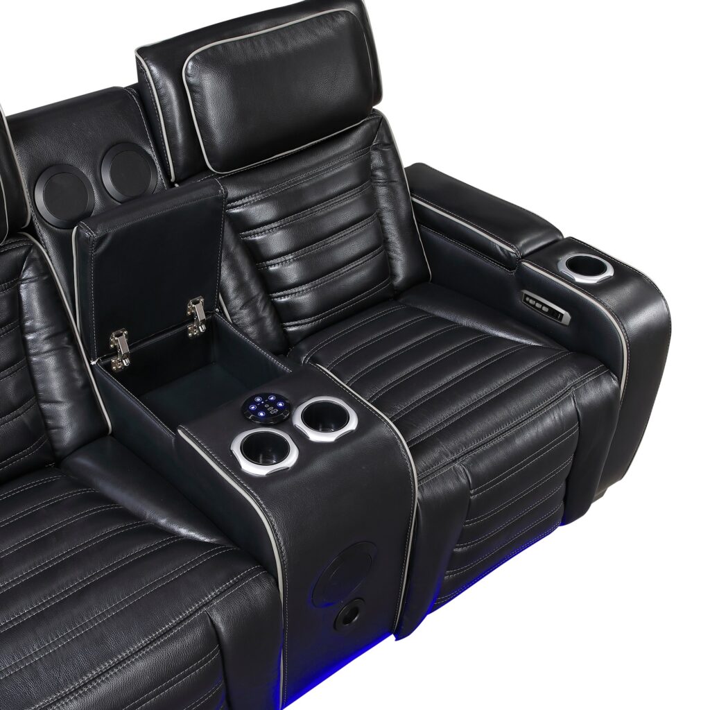 8344BLK Leather Sofa Set