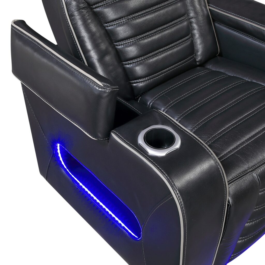 8344BLK Leather Sofa Set