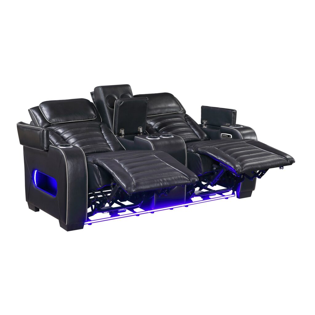 8344BLK Leather Sofa Set