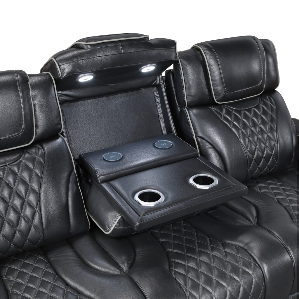 8449BK Leather Sofa Set
