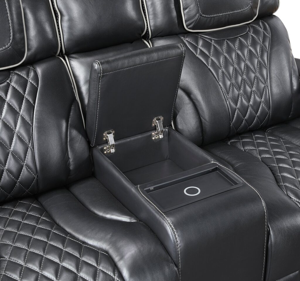 8449BK Leather Sofa Set