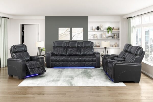 8449BK Leather Sofa Set