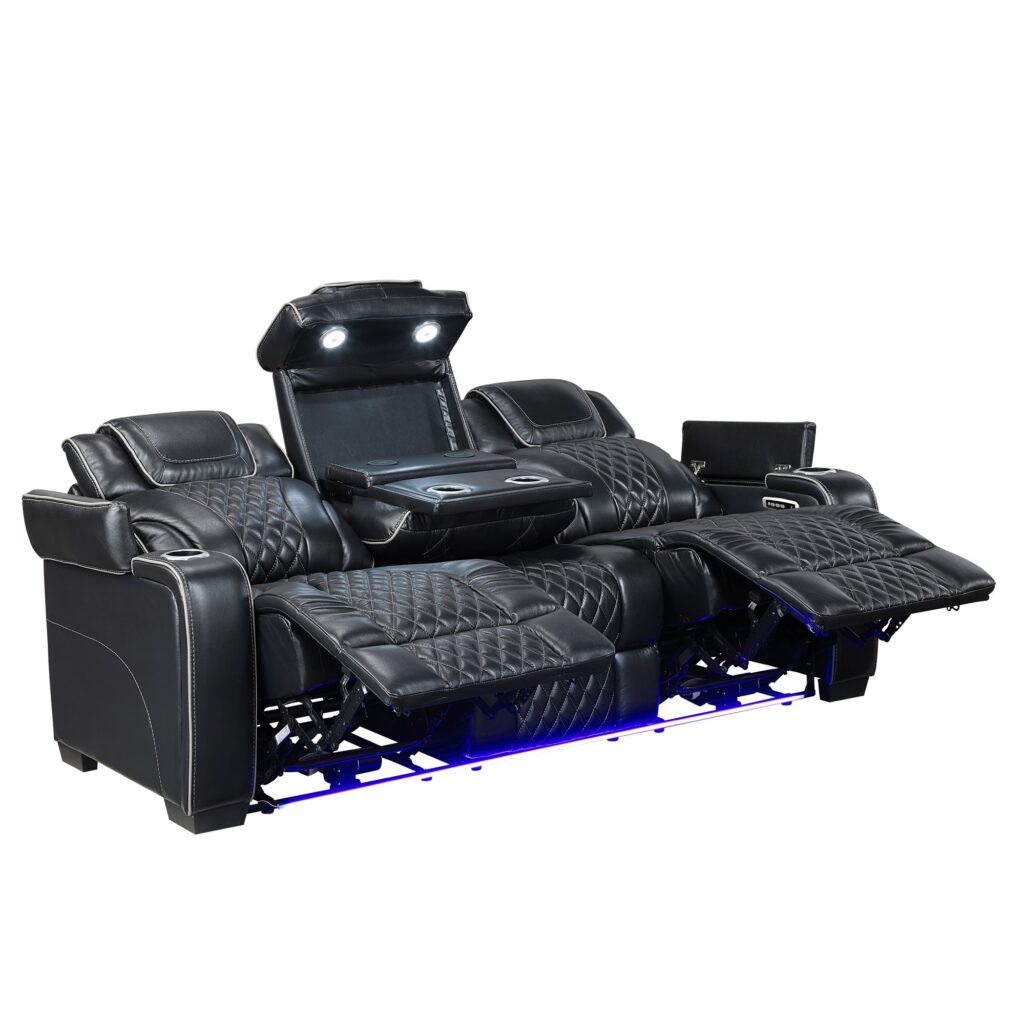 8449BK Leather Sofa Set