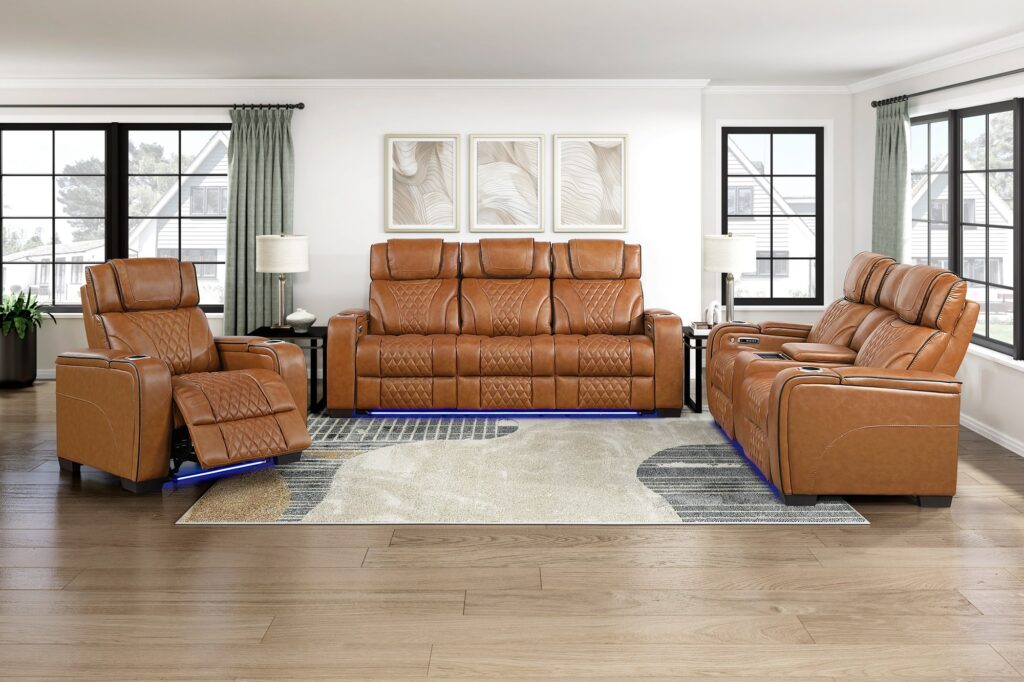 8449BR Leather Sofa Set