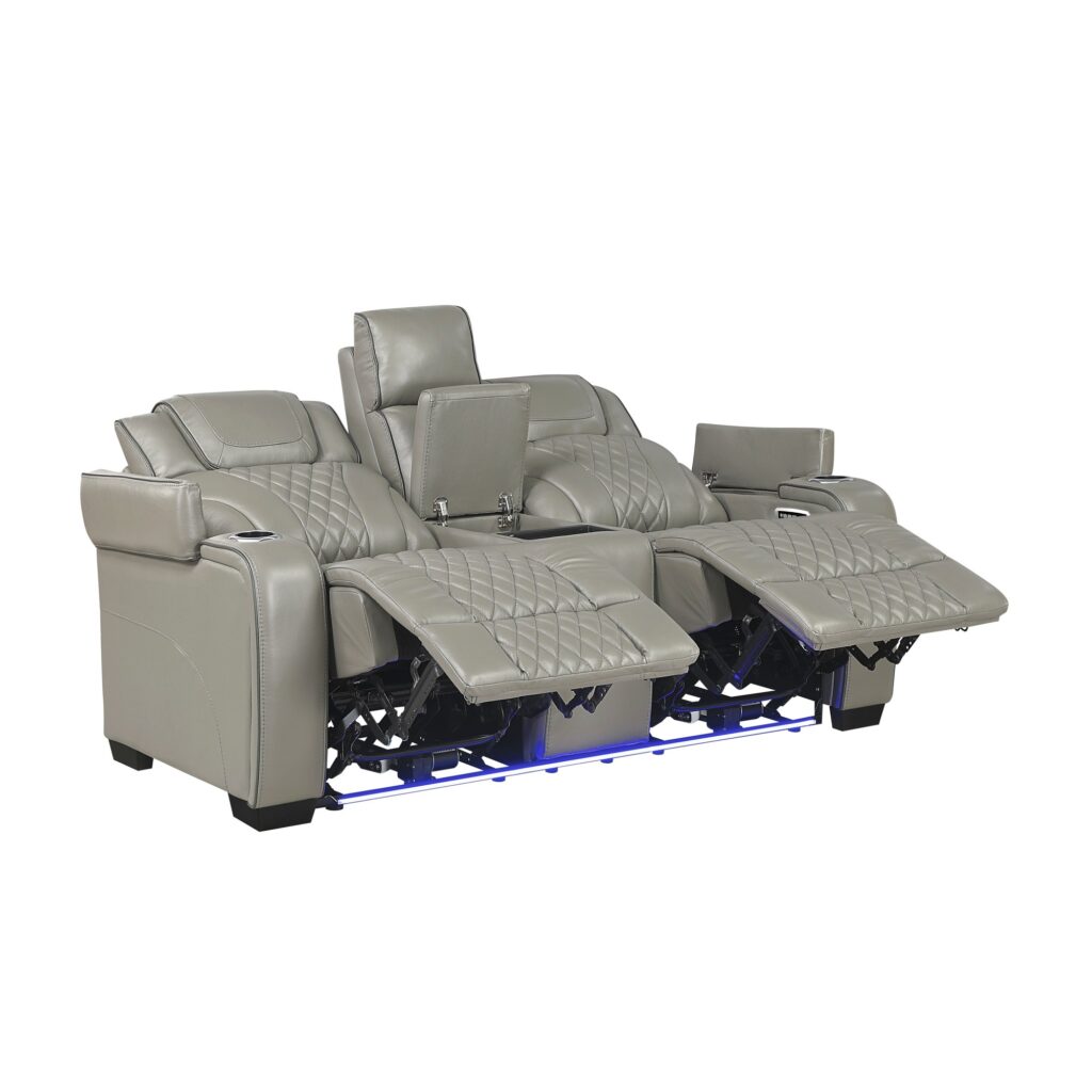 8449GY Leather Sofa Set