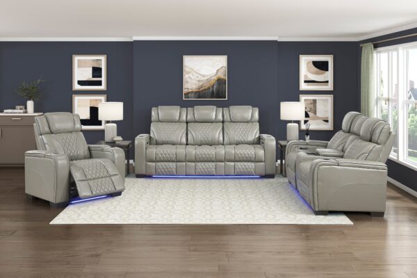 8449GY Leather Sofa Set