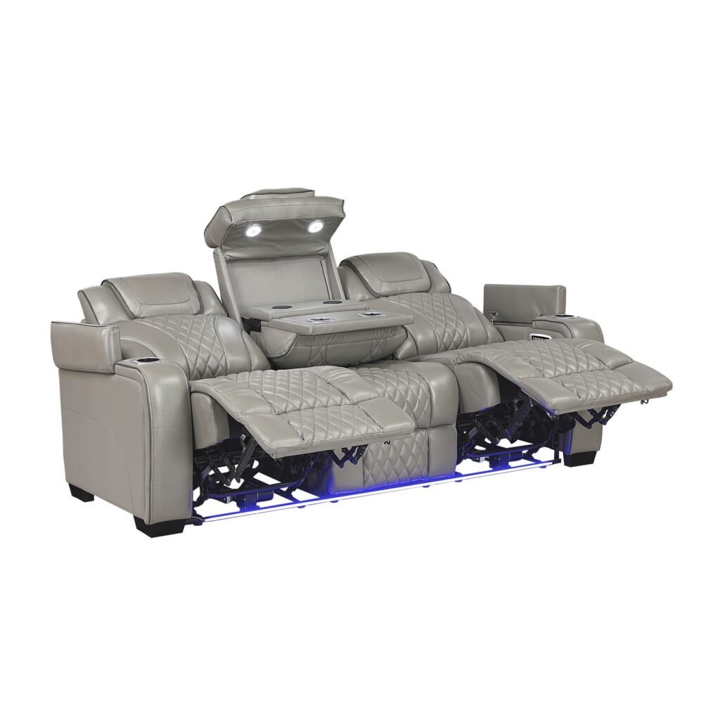 8449GY Leather Sofa Set