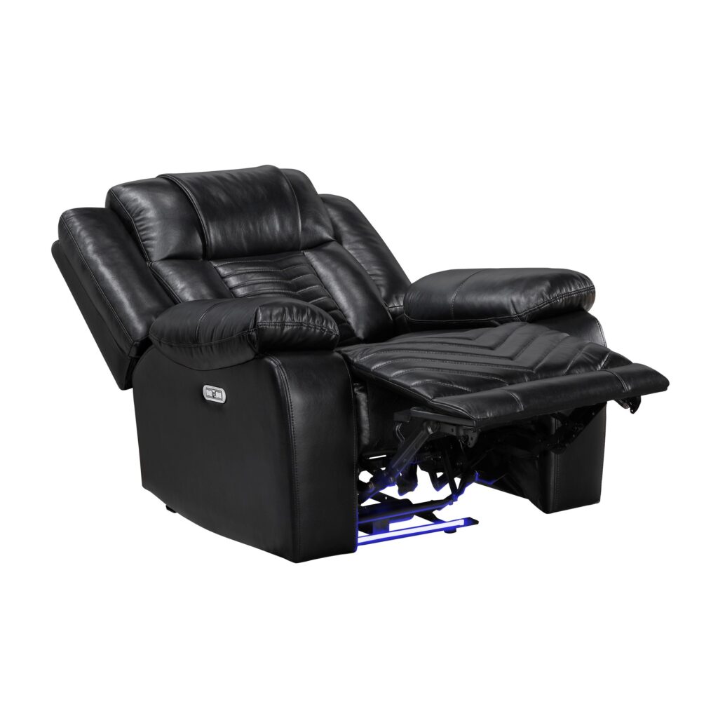 8457BLK Leather Sofa Set