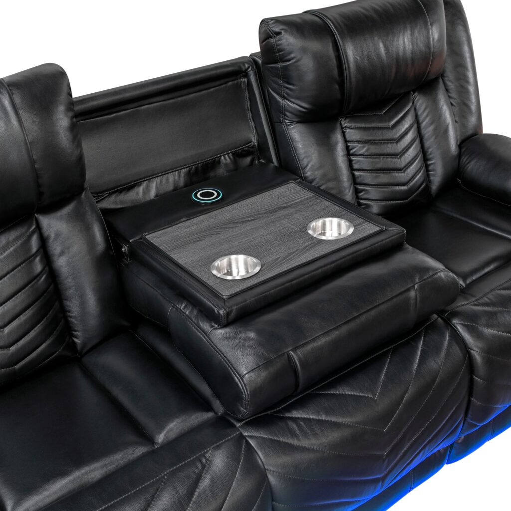 8457BLK Leather Sofa Set