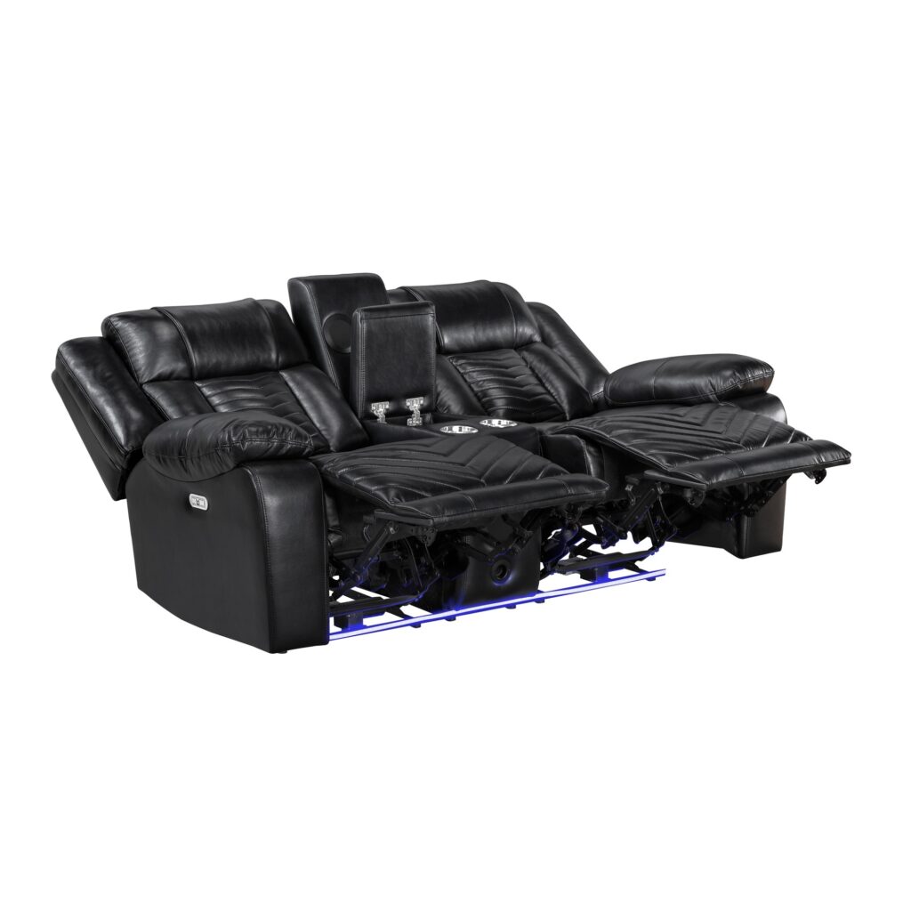 8457BLK Leather Sofa Set