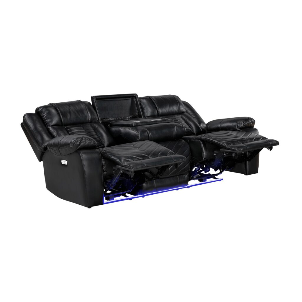 8457BLK Leather Sofa Set