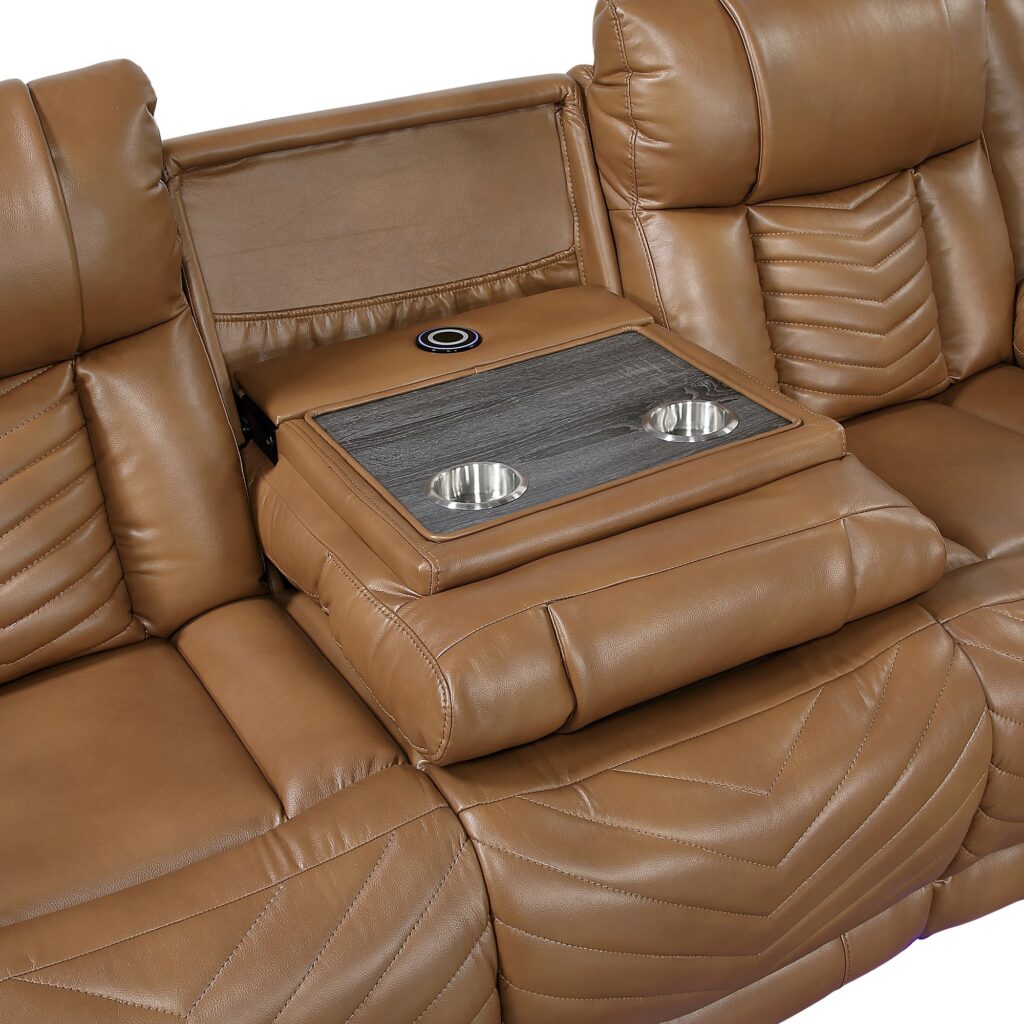 8457BRW Leather Sofa Set