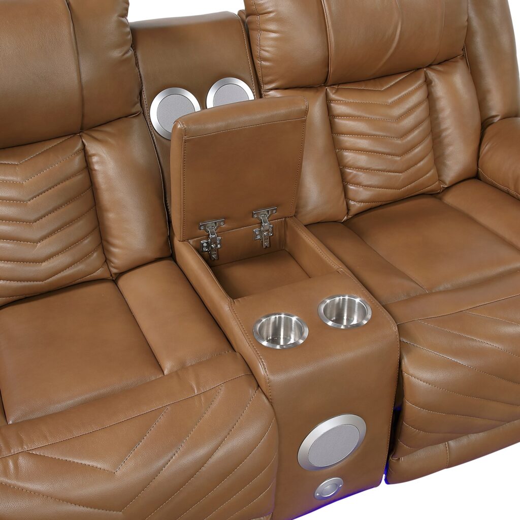 8457BRW Leather Sofa Set