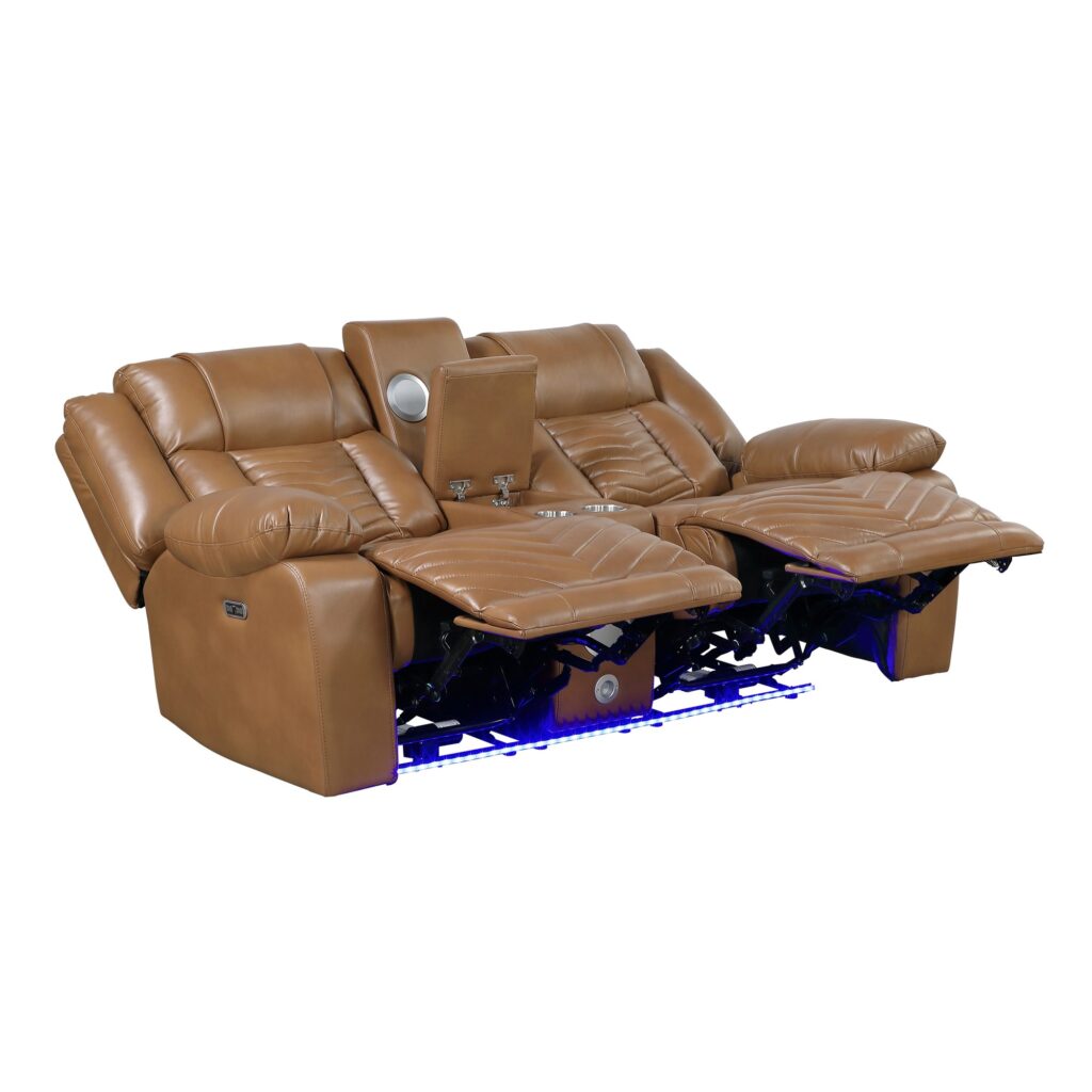 8457BRW Leather Sofa Set