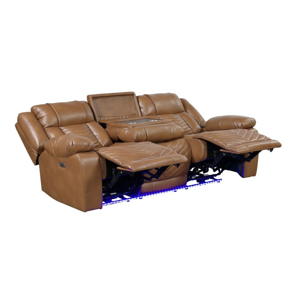 8457BRW Leather Sofa Set