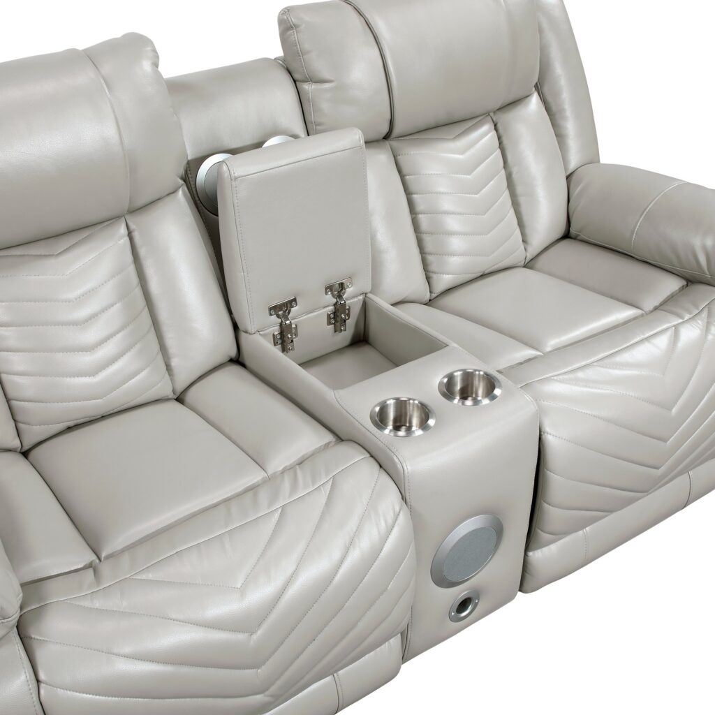 8457GRY Leather Sofa Set