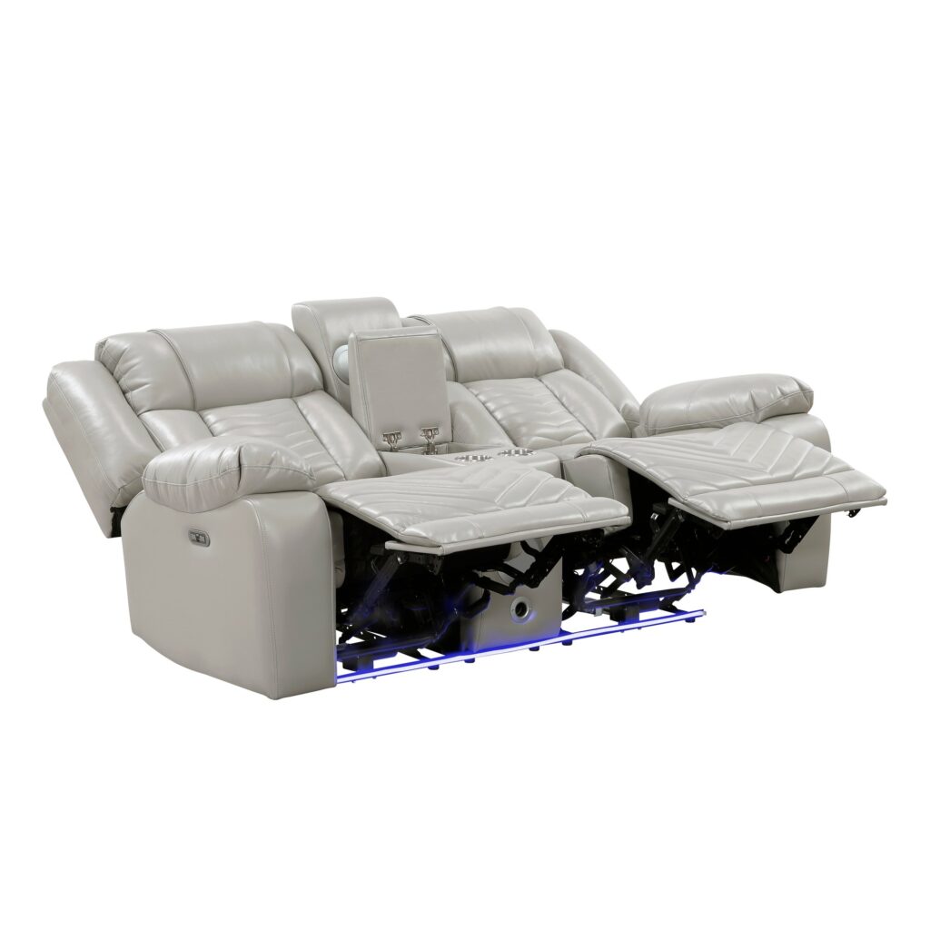 8457GRY Leather Sofa Set