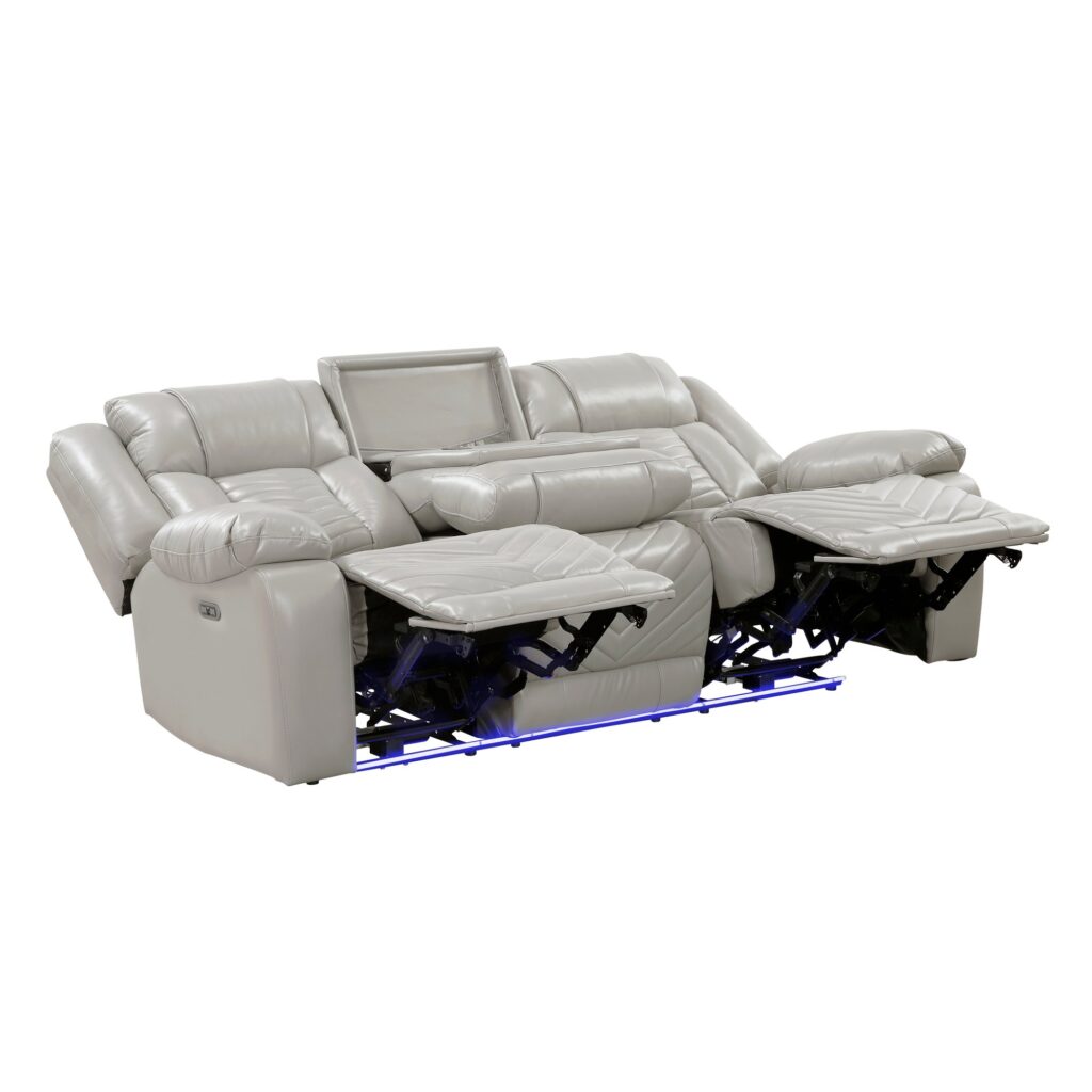8457GRY Leather Sofa Set