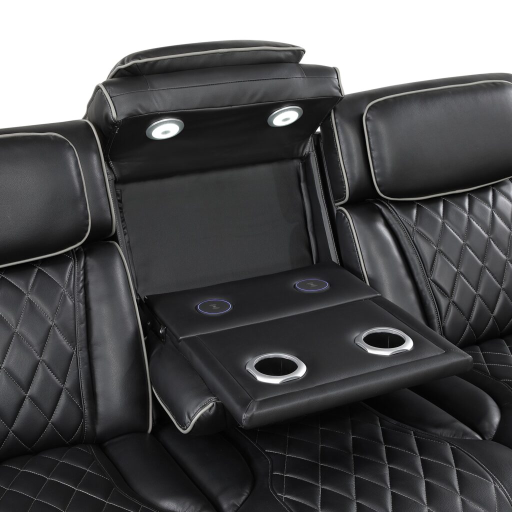 9516BLK Leather Sofa Set