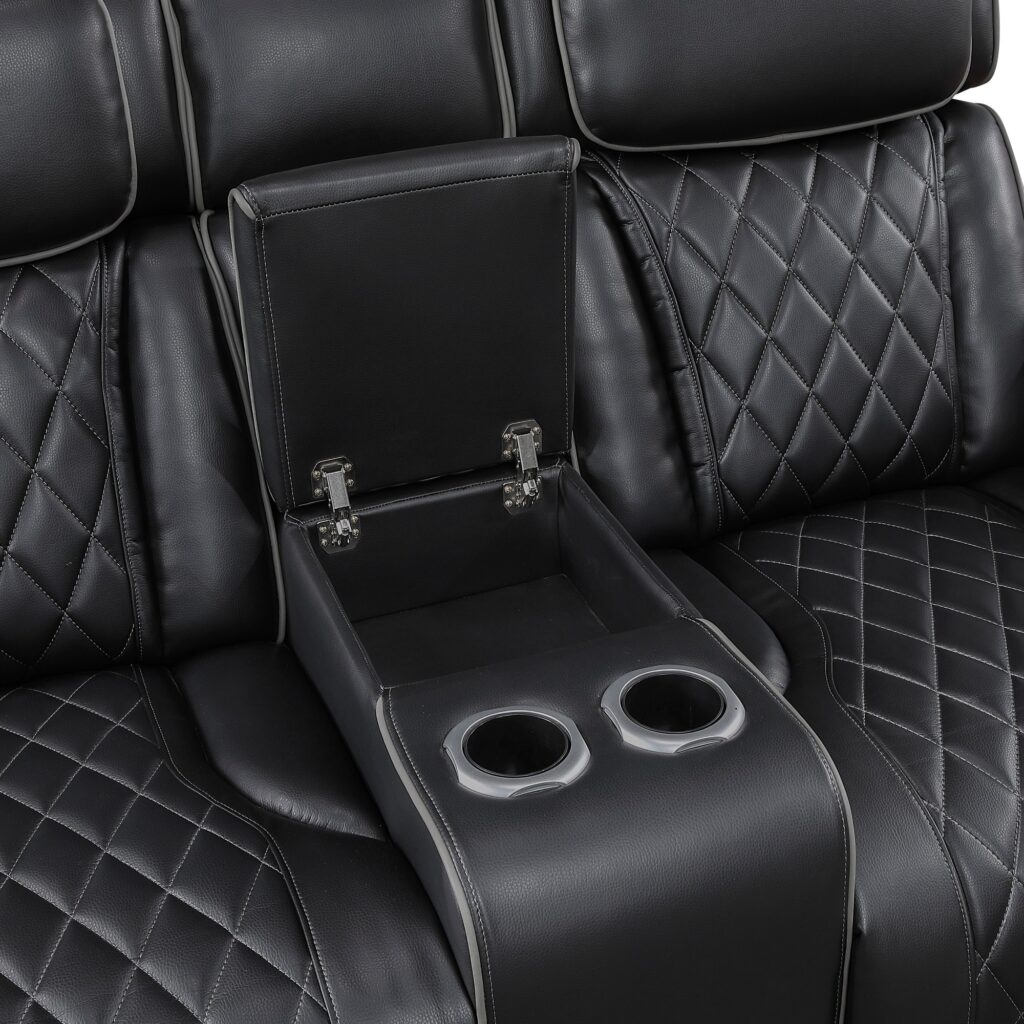 9516BLK Leather Sofa Set