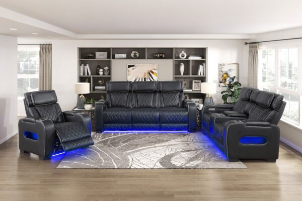 9516BLK Leather Sofa Set