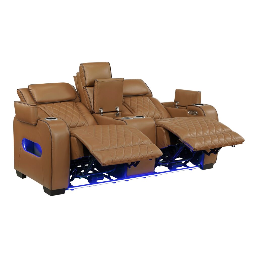 9516BRW Leather Sofa Set