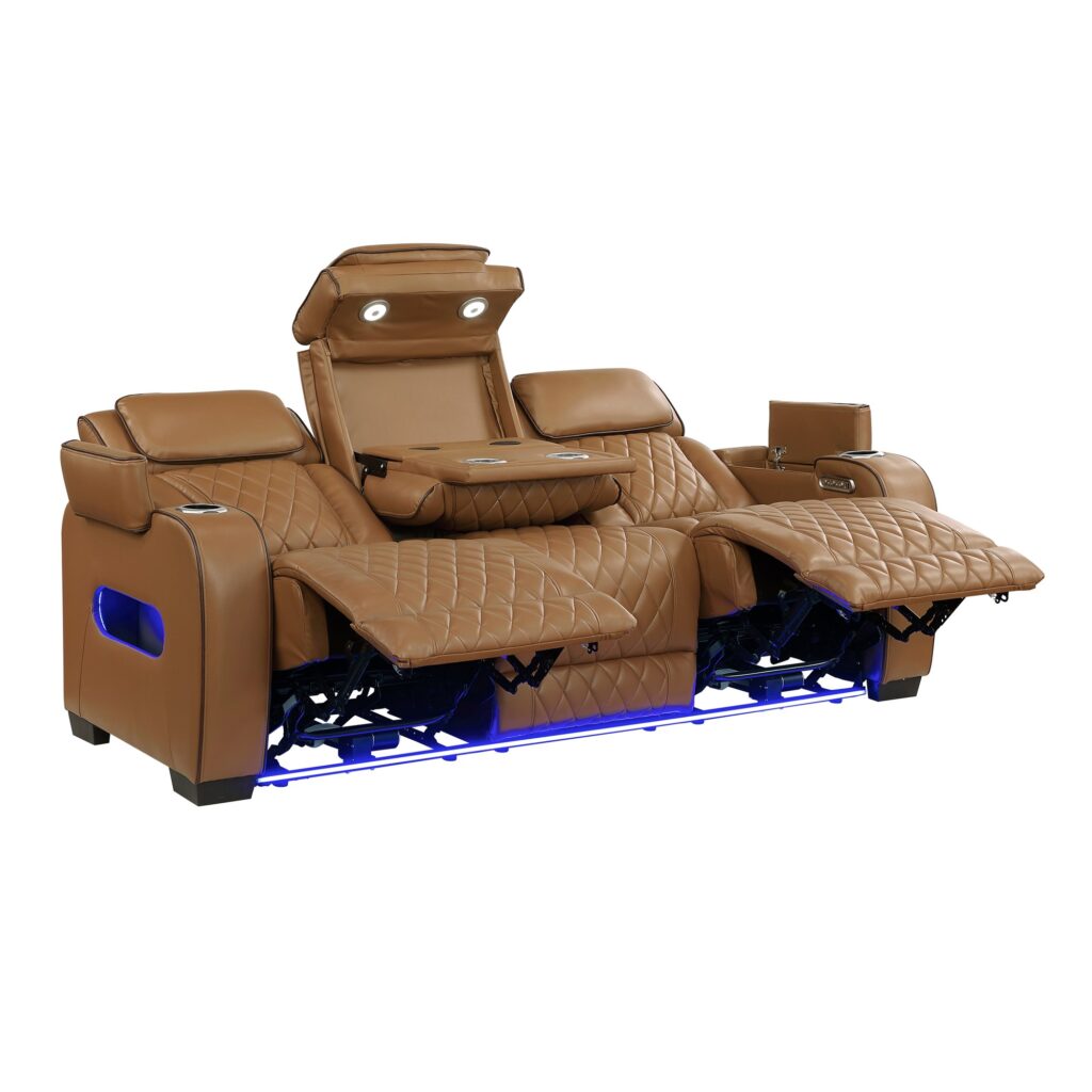 9516BRW Leather Sofa Set