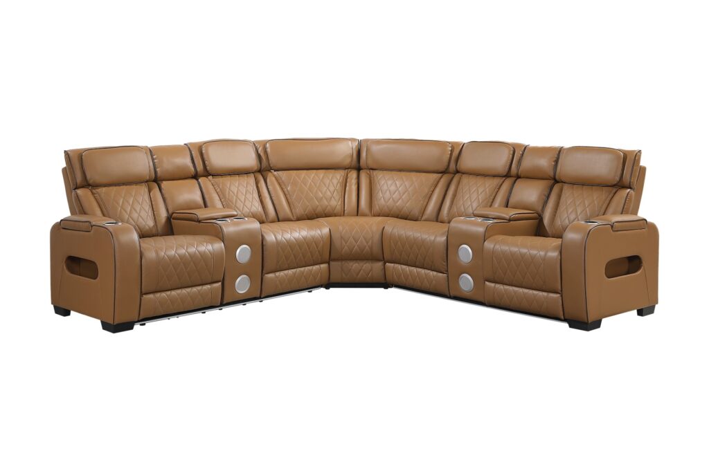 9516BRWS Leather Sectional