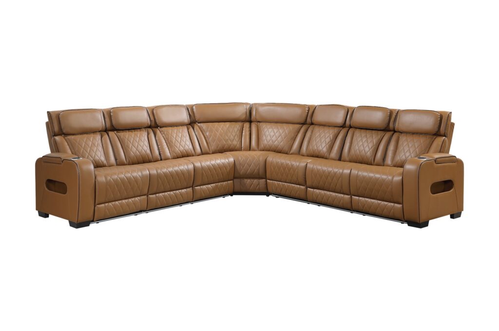 9516BRWS Leather Sectional