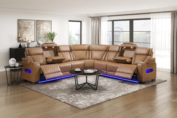 9516BRWS Leather Sectional