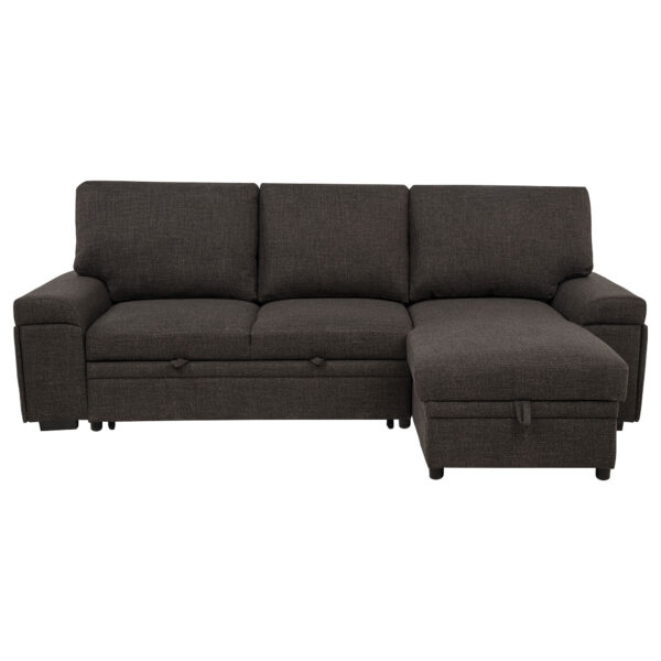 Demko Brown Storage Chaise Sleeper Sectional Sofa with Speaker