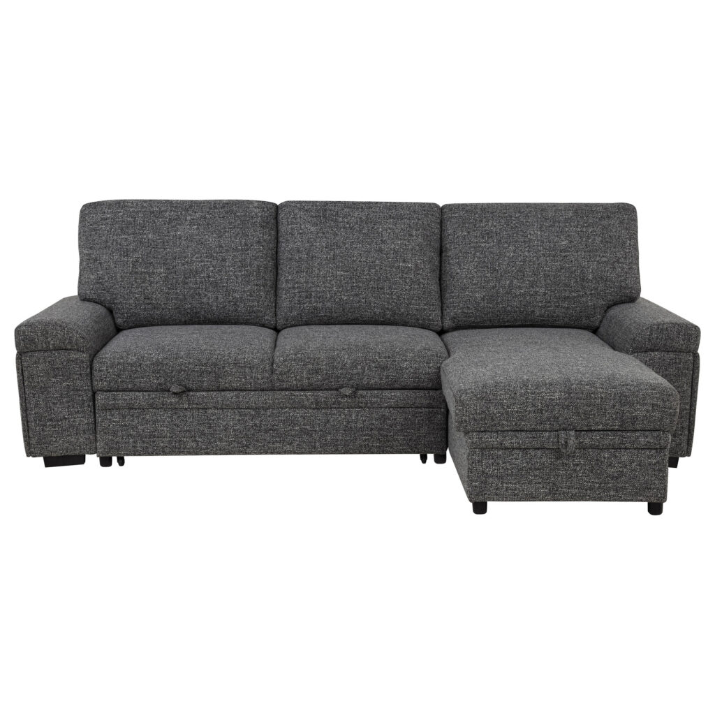 Demko Granite Storage Chaise Sleeper Sectional Sofa with Speaker