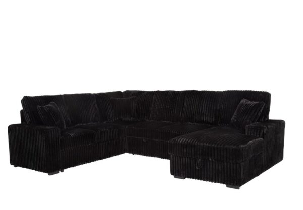 Devonshire Black Storage Chaise Sleeper Sectional Sofa