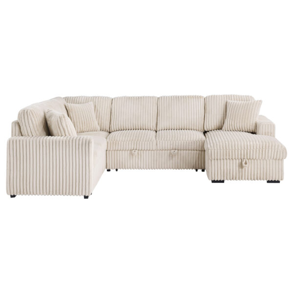 Devonshire Camel Storage Chaise Sleeper Sectional Sofa
