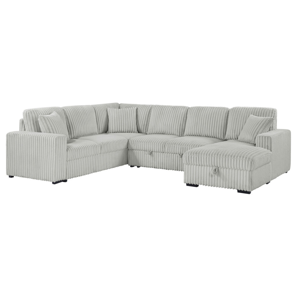 Devonshire Grey Storage Chaise Sleeper Sectional Sofa
