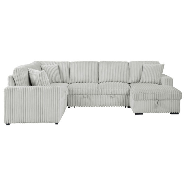 Devonshire Grey Storage Chaise Sleeper Sectional Sofa