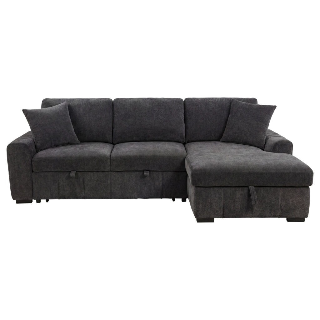 Pastrana Grey Upholstered RAF Chaise Sleeper Sectional Sofa