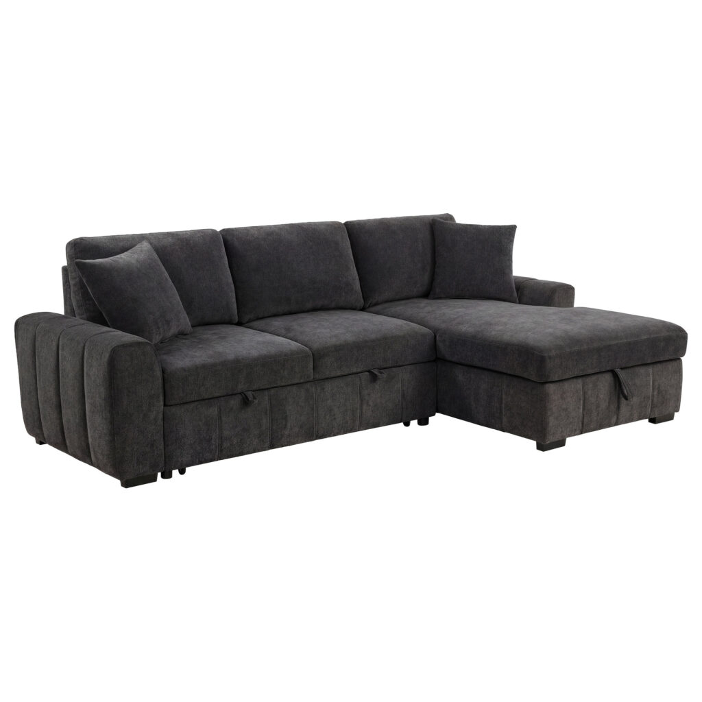 Pastrana Grey Upholstered RAF Chaise Sleeper Sectional Sofa