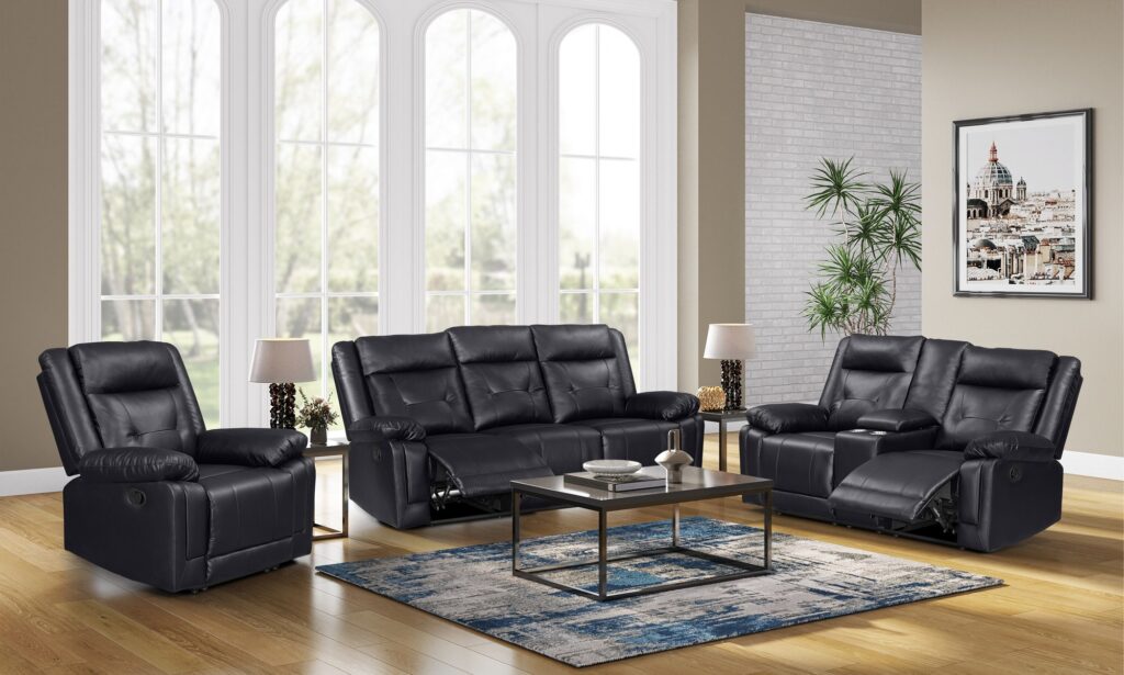 SH3745BLK Leather Sofa Set