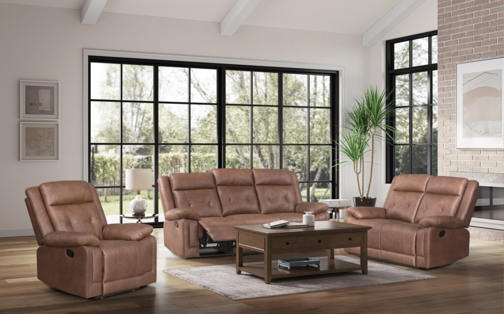 SH3745BRW Leather Sofa Set