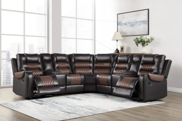 SH8890BRW Leather Sectional