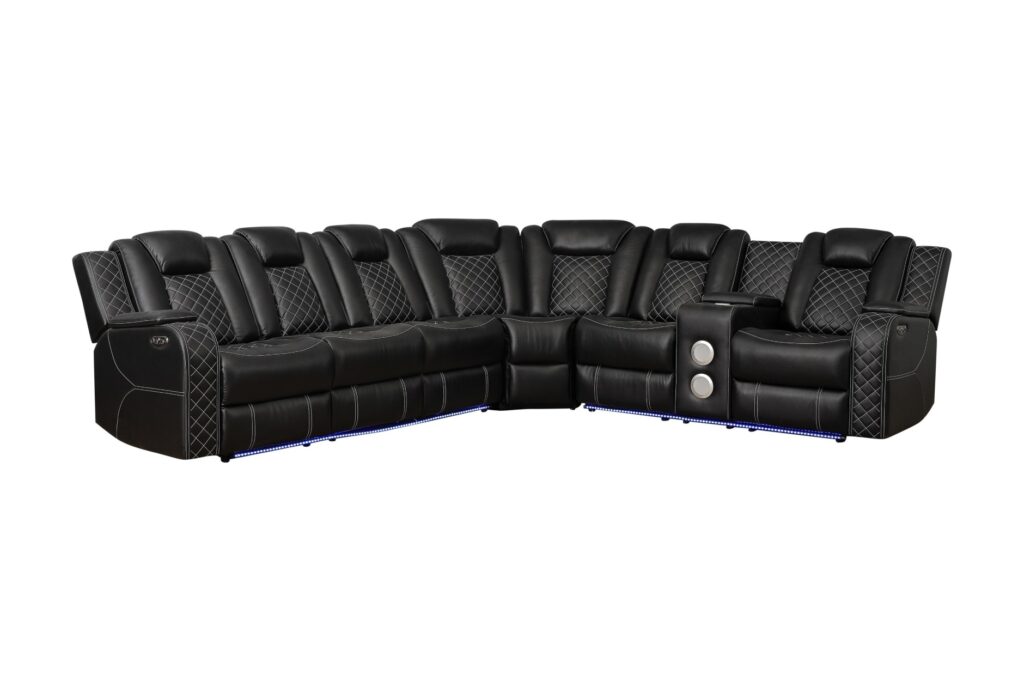 SH8895BLK Leather Sectional