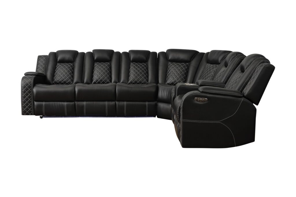 SH8895BLK Leather Sectional
