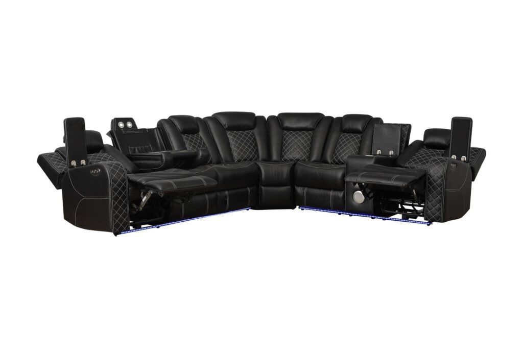 SH8895BLK Leather Sectional