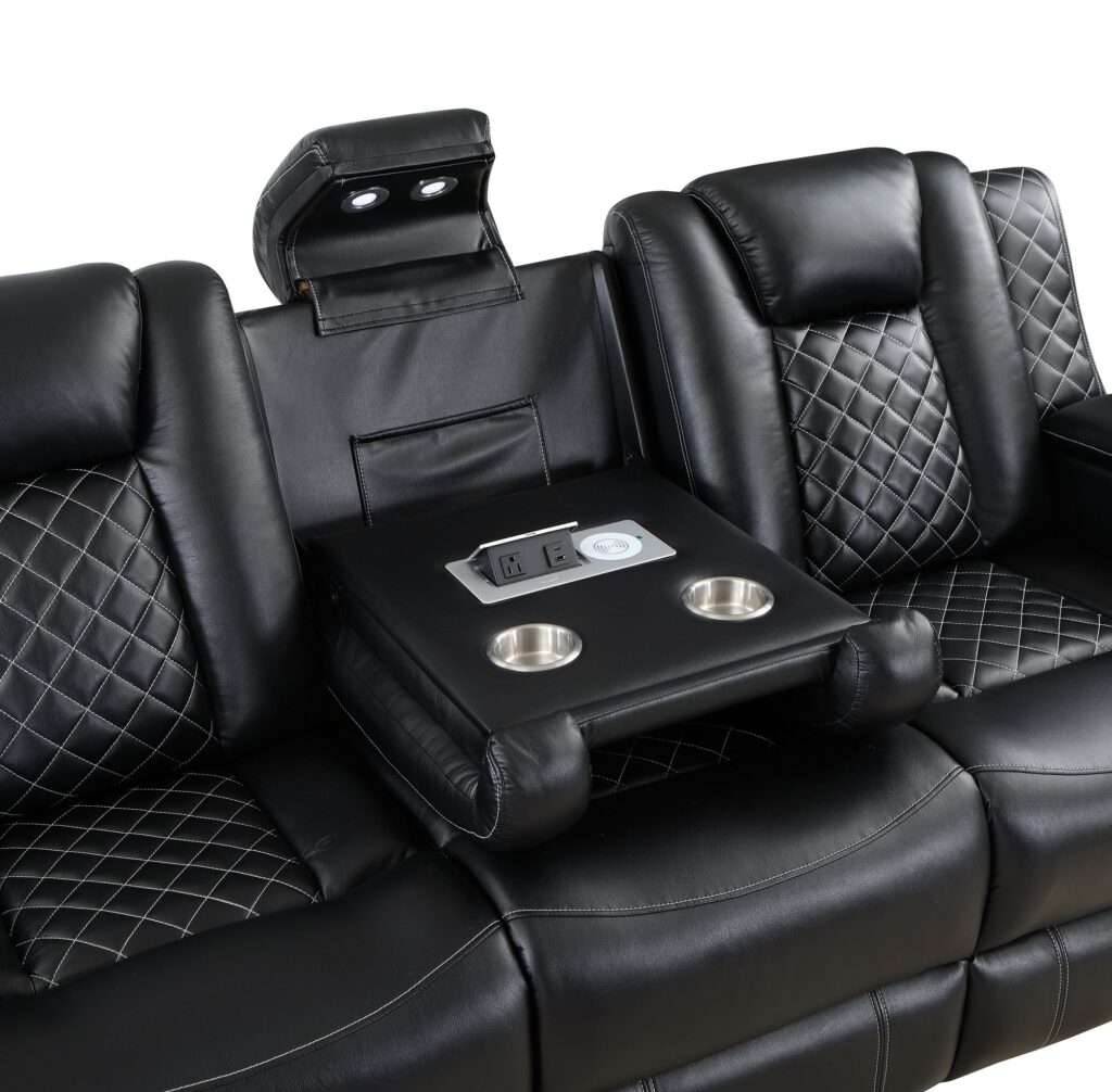 SH8895BLK Leather Sofa Set