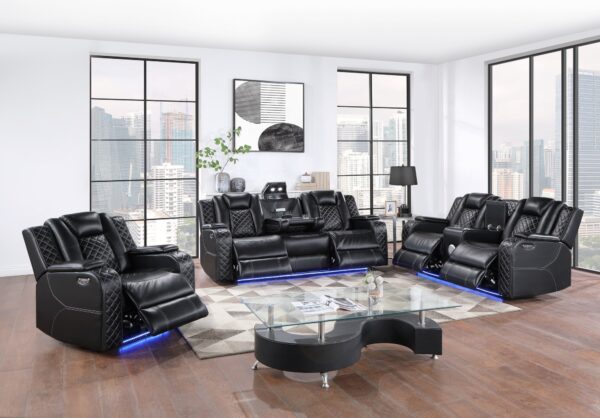 SH8895BLK Leather Sofa Set